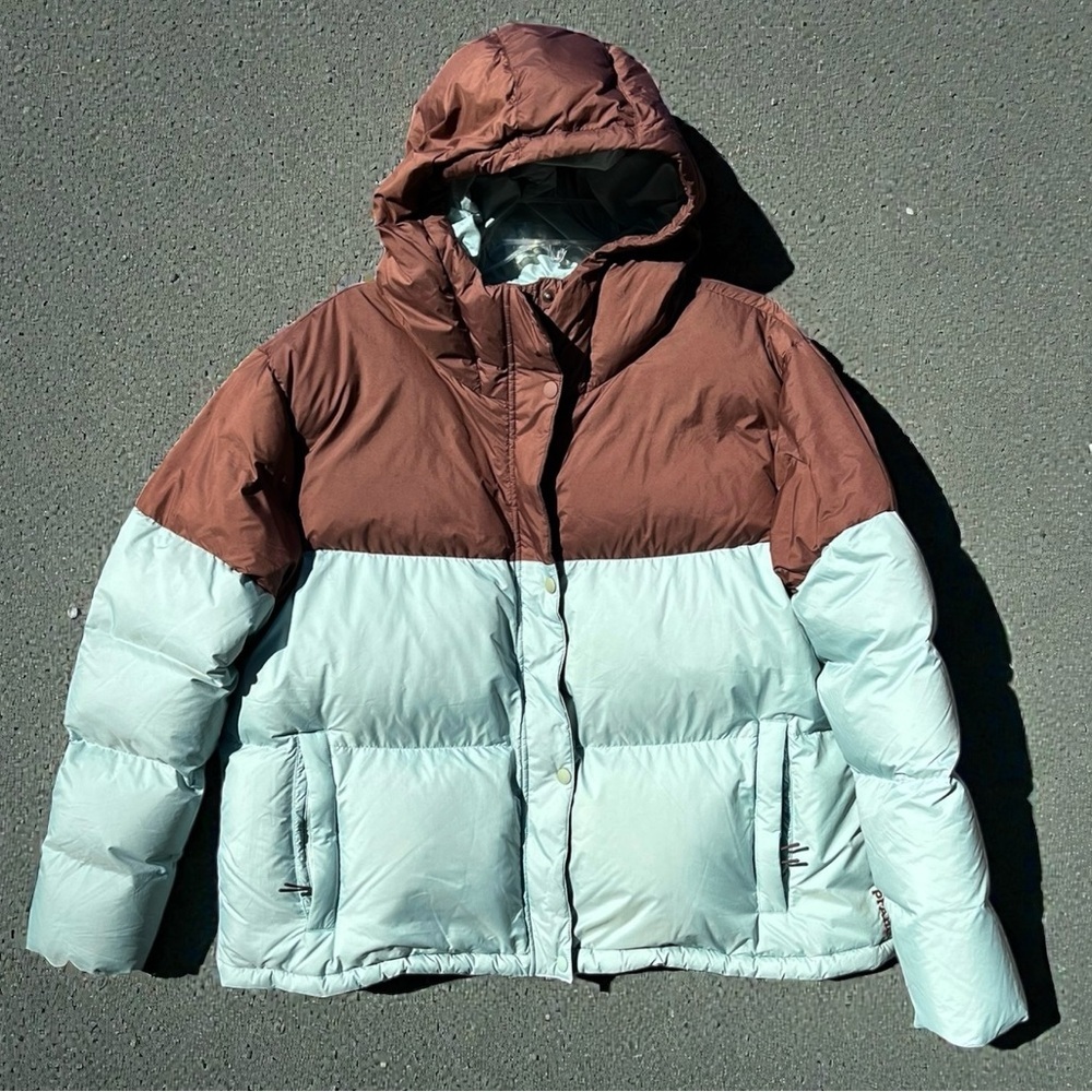 ❄️NEW w/tag prAna Brown & Blue 650-Fill Down PFC-Free Hellebore Jacket Womens XL - Picture 3 of 13